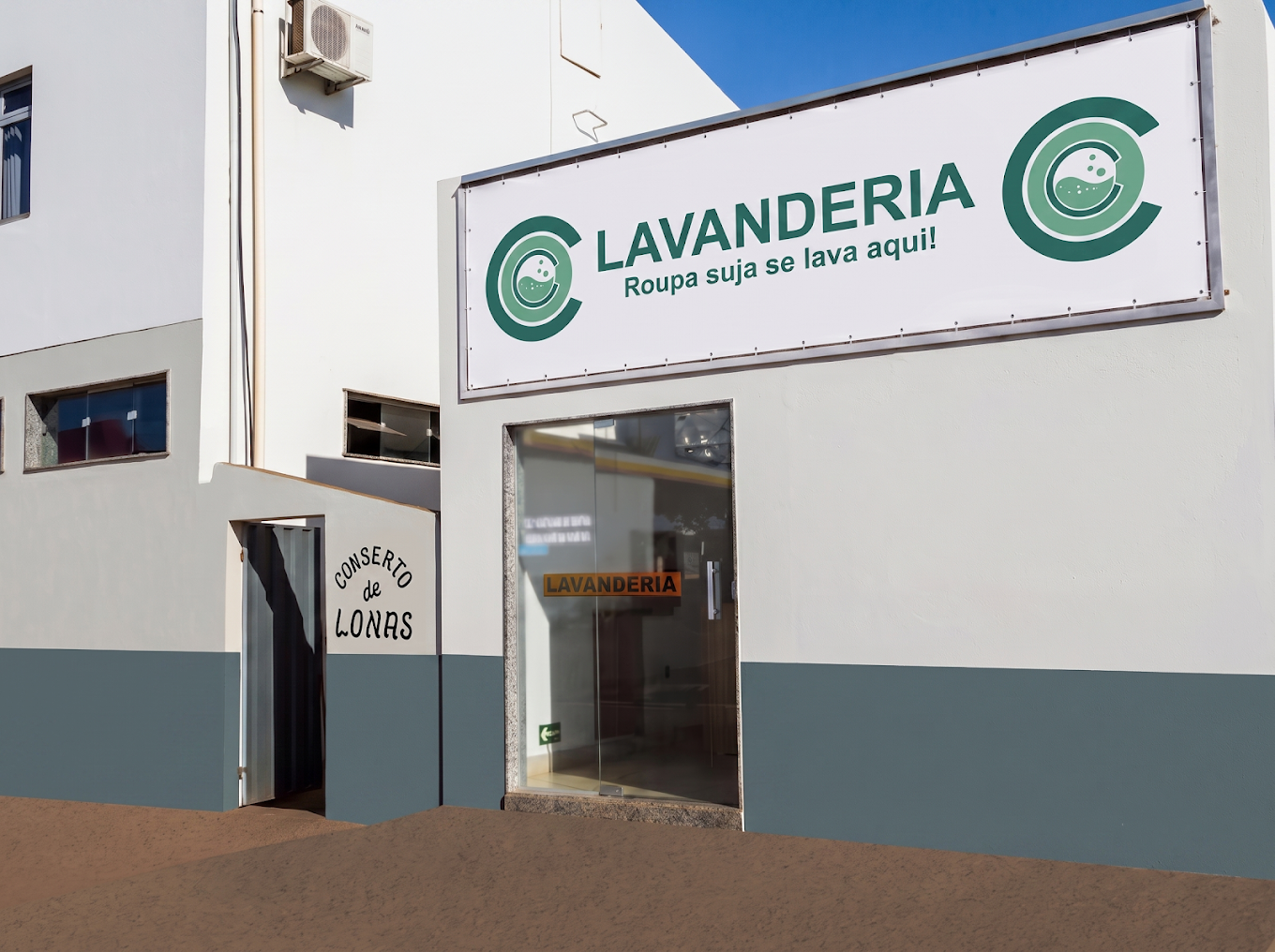 Fachada da Lavanderia Caxuxa no Posto Caxuxa, à beira da BR-262 Km 523, em Luz - MG